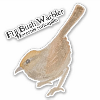 Waterverf H. ruficapilla Fiji Struik Warbler Sticker