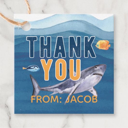 Waterverf haai dank u Label (Voorkant)