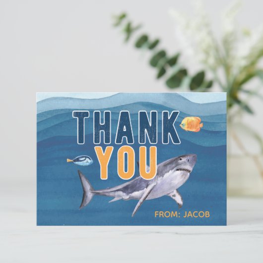 Waterverf haai Hartelijk dank voor uw flatkaart Bedankkaart (Staand voorkant)