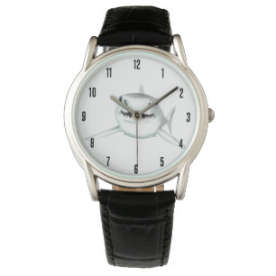waterverf haai lachend grijs groen oceaan dier horloge