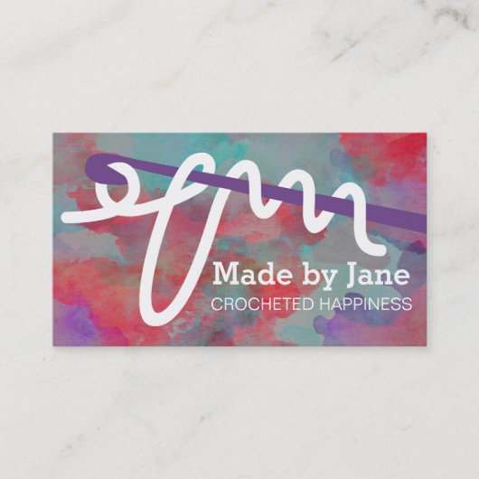 Waterverf haakwerk visitekaartje (Voorkant)