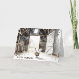 Waterverf haan voor verjaardag kaart