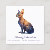 Waterverf Haarloos Kat Square Visitekaartje (Voorkant)