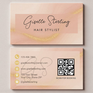 Waterverf Haarstylist QR-code Visitekaartje