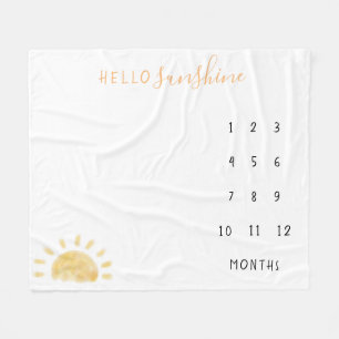 Waterverf "Hallo Sunshine" Baby Milestone Fleece Deken
