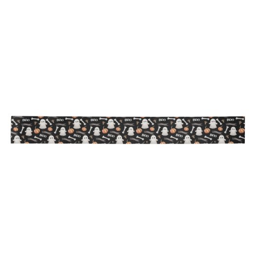 Waterverf Halloween Boo Ghost en Pumpkins Black Lint (Voorkant)