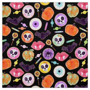 Waterverf Halloween Cookies Spooky Patroon Stof