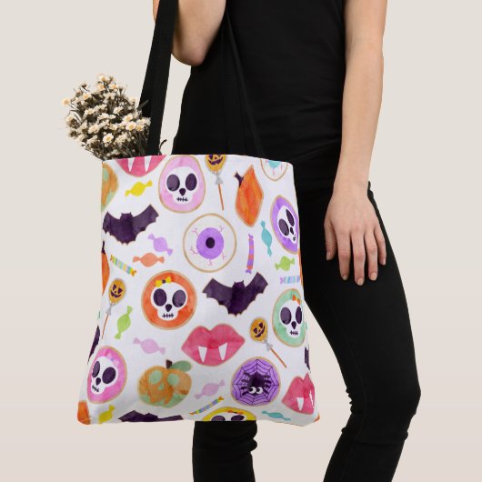 Waterverf Halloween Cookies Spooky Pattern Tas B (Dichtbij)