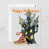 Waterverf Halloween House & Pet Briefkaart (Voorkant / Achterkant)