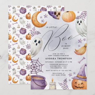 Waterverf Halloween Kleine Boe Baby Shower Kaart