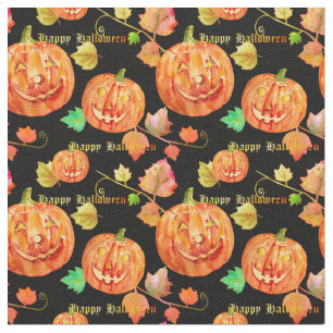 Waterverf Halloween Pumpkin Fabric Stof