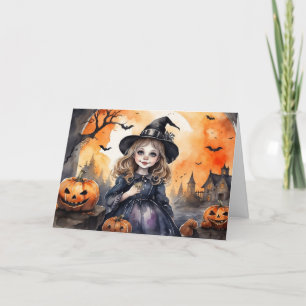 Waterverf Halloween Witch Feestdagen Kaart