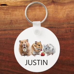 Waterverf Hamster Huisdier Liefhebber Monogram Sleutelhanger