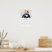 Waterverf Hamster in Tuxedo Bow Stropdas 2025 Kale Poster (Keuken)