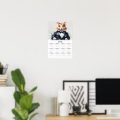 Waterverf Hamster in Tuxedo Bow Stropdas 2025 Kale Poster (Thuiskantoor)