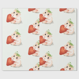 WATERVERF HAMSTER MET STRAWBERRY WRAPPER CADEAUPAPIER