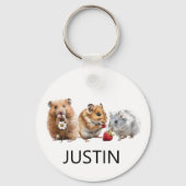 Waterverf Hamster Pet Lover Monogram Sleutelhanger (Voorkant)