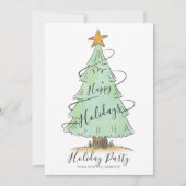 Waterverf Hand Drawn Holiday Party Invitation Feestdagenkaart (Voorkant)