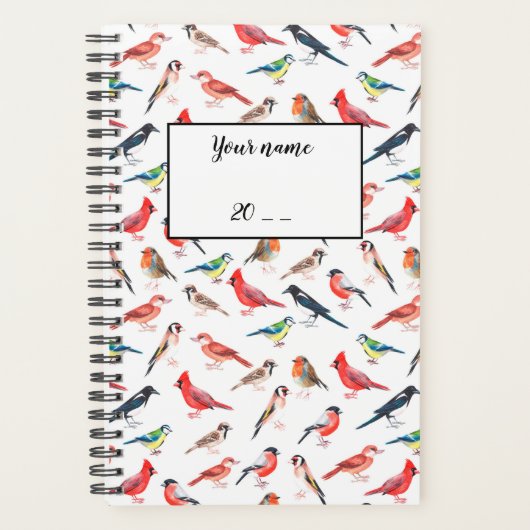 Waterverf hand geschilderde vogel decoratie. planner (Voorkant)