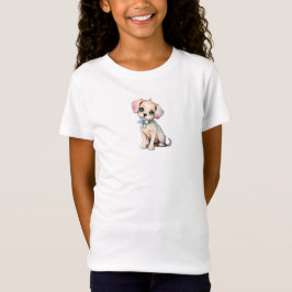 Waterverf Hand getrokken puppy met poederblauwe st T-shirt