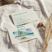 Waterverf Hand getrokken strand kleurrijke bruilof RSVP Kaartje
