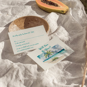 Waterverf Hand getrokken strand kleurrijke bruilof RSVP Kaartje