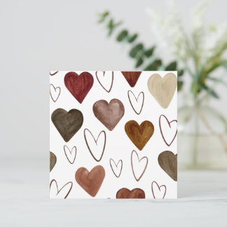 Waterverf Hand getrokken uit lijnen Heart Sketch Bedankkaart