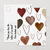 Waterverf Hand getrokken uit lijnen Heart Sketch Briefkaart (Voorkant / Achterkant)