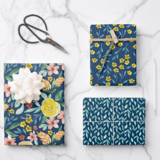 Waterverf handbeschilderd floraal gepatterd omhuls inpakpapier vel