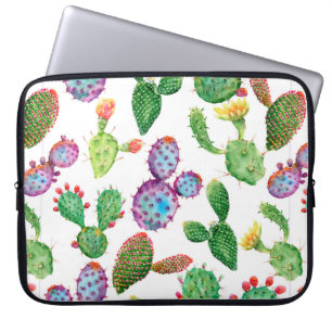 Waterverf handbeschilderde tropische cactus. Naadl Laptop Sleeve