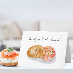 Waterverf handgeschilderde bagel met zalm kaart