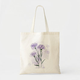 Waterverf Handgeschilderde Paarse Anjerbloemen Tote Bag