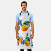 Waterverf handgeschilderde peren in naadloze rande schort (Gedragen)