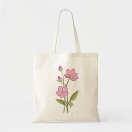 Waterverf handgeschilderde roze bloemen tote bag