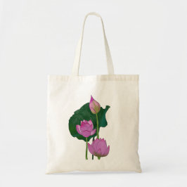 Waterverf handgeschilderde roze lotusbloemen tote bag