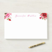 Waterverf Handgeschreven Naam Tekst Rozen Floral Post-it® Notes (Op bureau)