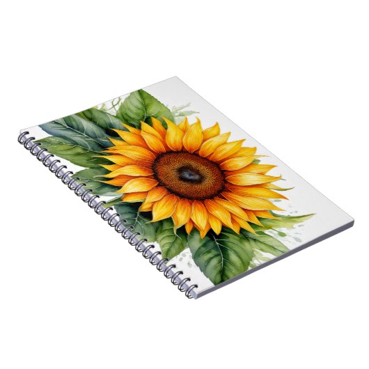 waterverf handgetekende zonnebloem Spiral Notitieb Notitieboek (Rechterzijde)