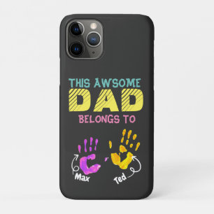 Waterverf Handprint vader pappa Son Gift iPhone 11 Pro Hoesje