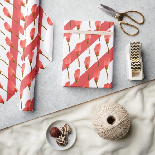 Waterverf handschilderde rode papaver cadeaupapier (Crafts)