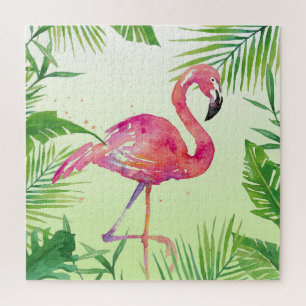 Waterverf handschildpad Flamingo Art Legpuzzel