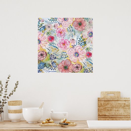 Waterverf handschilfering poster (Keuken)