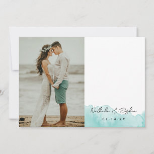 Waterverf handtekening bruiloft foto bedankkaart