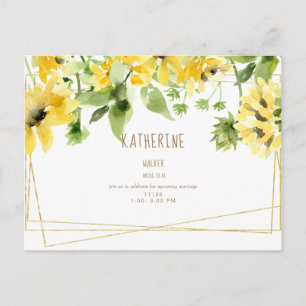 Waterverf Hanging Sunflower Vrijgezellenfeest Invi Uitnodiging Briefkaart