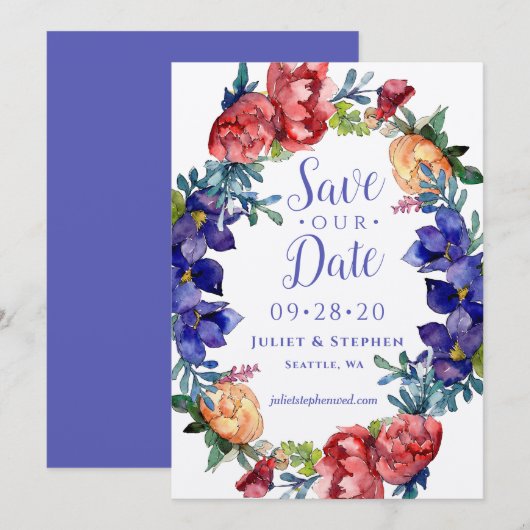 Waterverf Happiness Wedding Save Our Date Kaart (Voorkant / Achterkant)