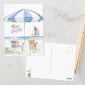 Waterverf Happy 4th of July Beach Patriotic Dog Briefkaart