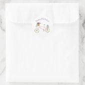 Waterverf Happy Birthday-fiets Ronde Sticker (Tas)