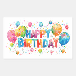 Waterverf Happy Birthday Rechthoekige Sticker
