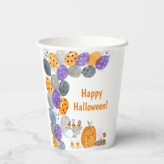 Waterverf Happy Halloween Kostuum Feest Papieren Bekers (Achterkant)