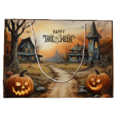 Waterverf Happy Halloween spookhuis Groot Cadeauzakje (Achterkant)