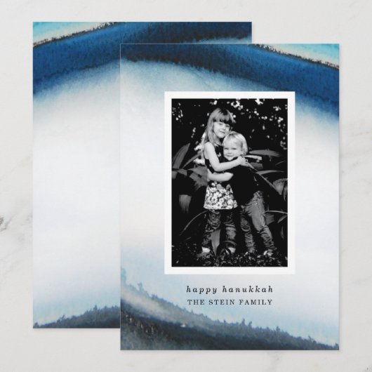 Waterverf Happy Hanukkah Kaart (Voorkant / Achterkant)